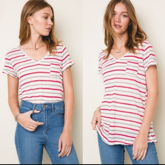 58412 Striped Linen Tee - Picture 2 of 3